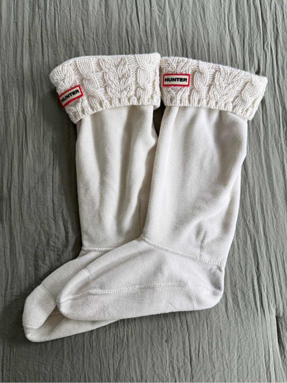 Tall White Cable Hunter Boot Socks